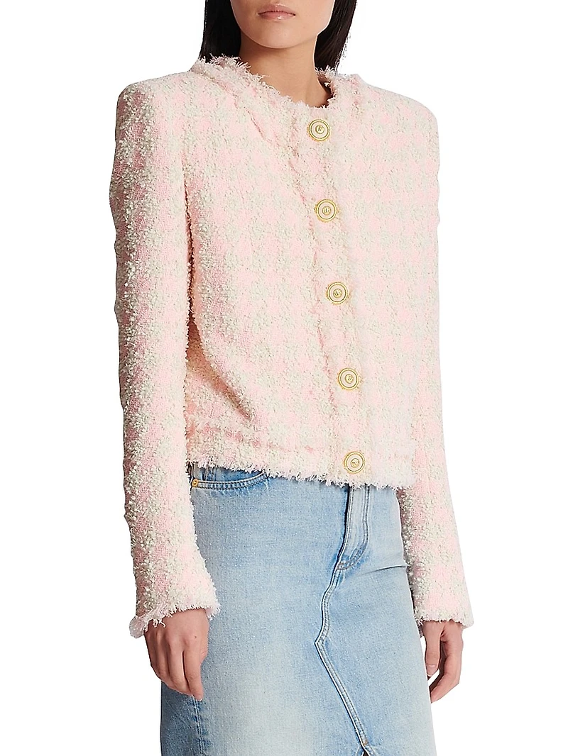 Collarless Tweed Jacket