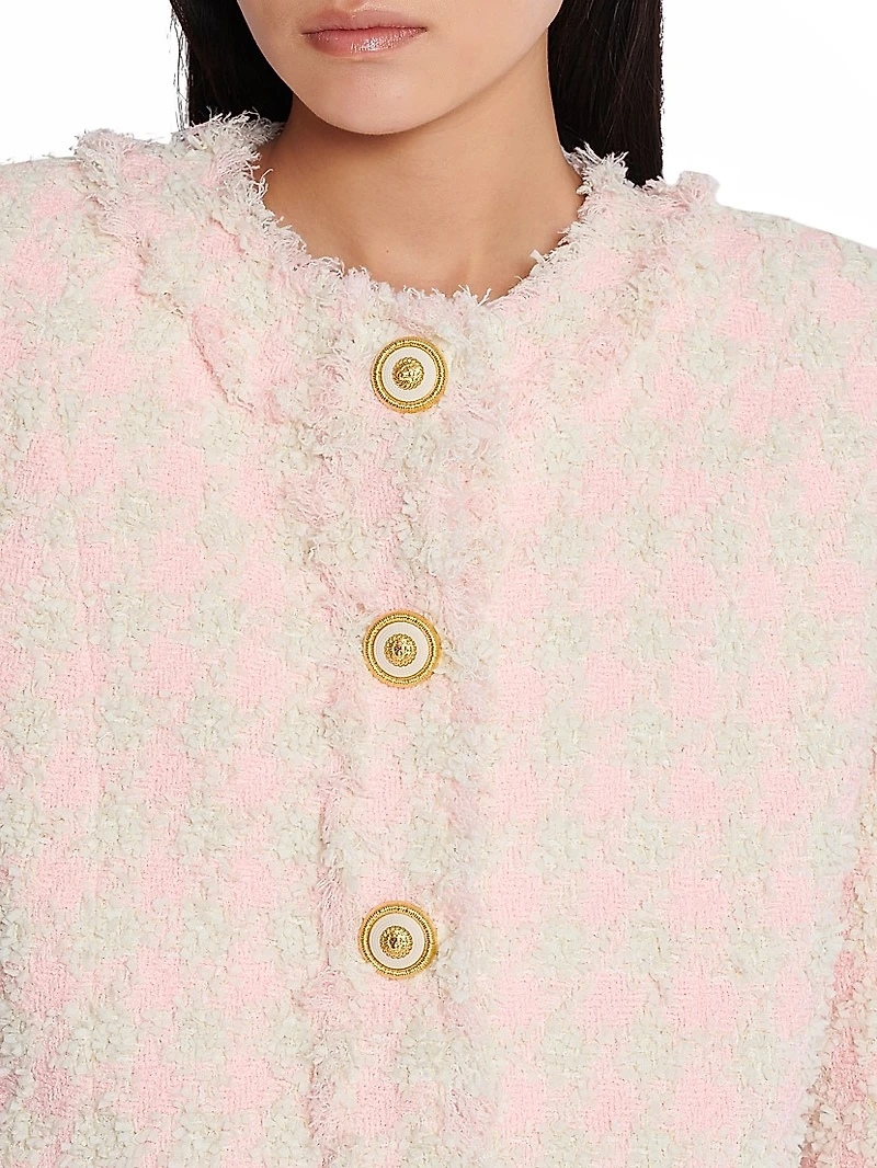 Collarless Tweed Jacket