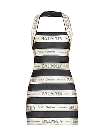 Logo Striped Halterneck Body-Con Minidress