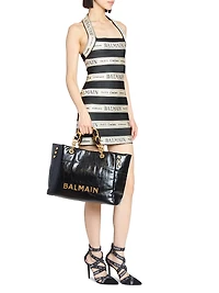 Logo Striped Halterneck Body-Con Minidress