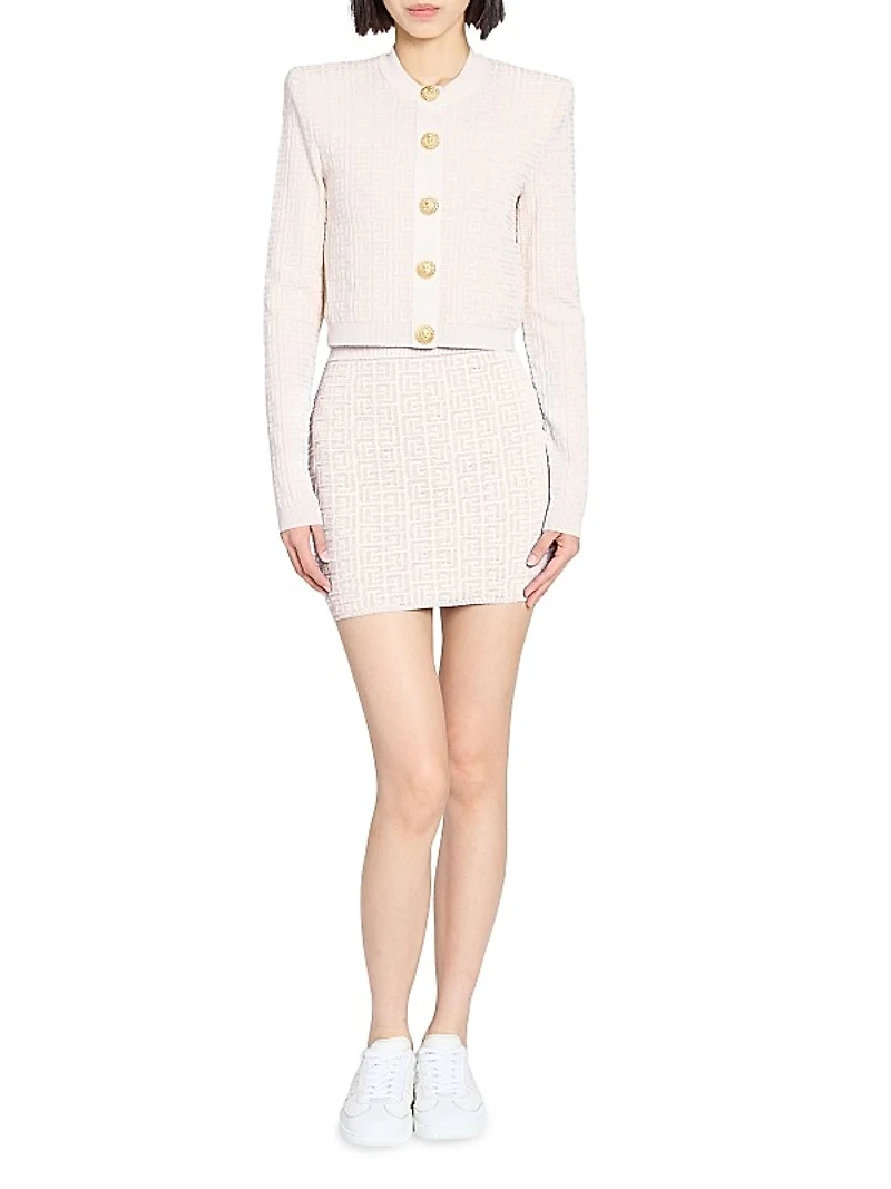 Monogram Knit Crop Cardigan