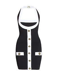 Colorblocked Knit Halterneck Minidress