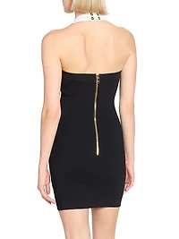 Colorblocked Knit Halterneck Minidress