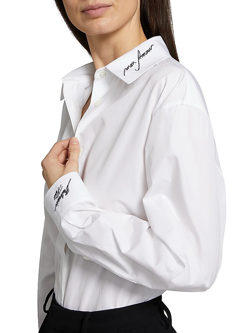 Love Letter Embroidered Cotton Shirt