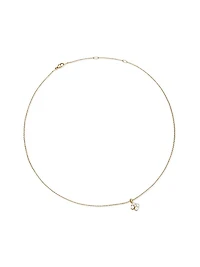 Petite Modern Renaissance Pearl Necklace in 18K Yellow Gold with Center Diamond, 7.8MM