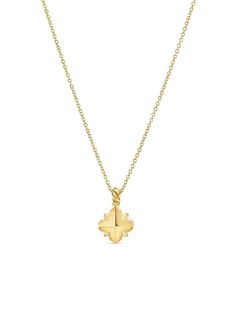 Petite Modern Renaissance Pearl Necklace in 18K Yellow Gold with Center Diamond, 7.8MM