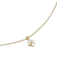 Petite Modern Renaissance Pearl Necklace in 18K Yellow Gold with Center Diamond, 7.8MM