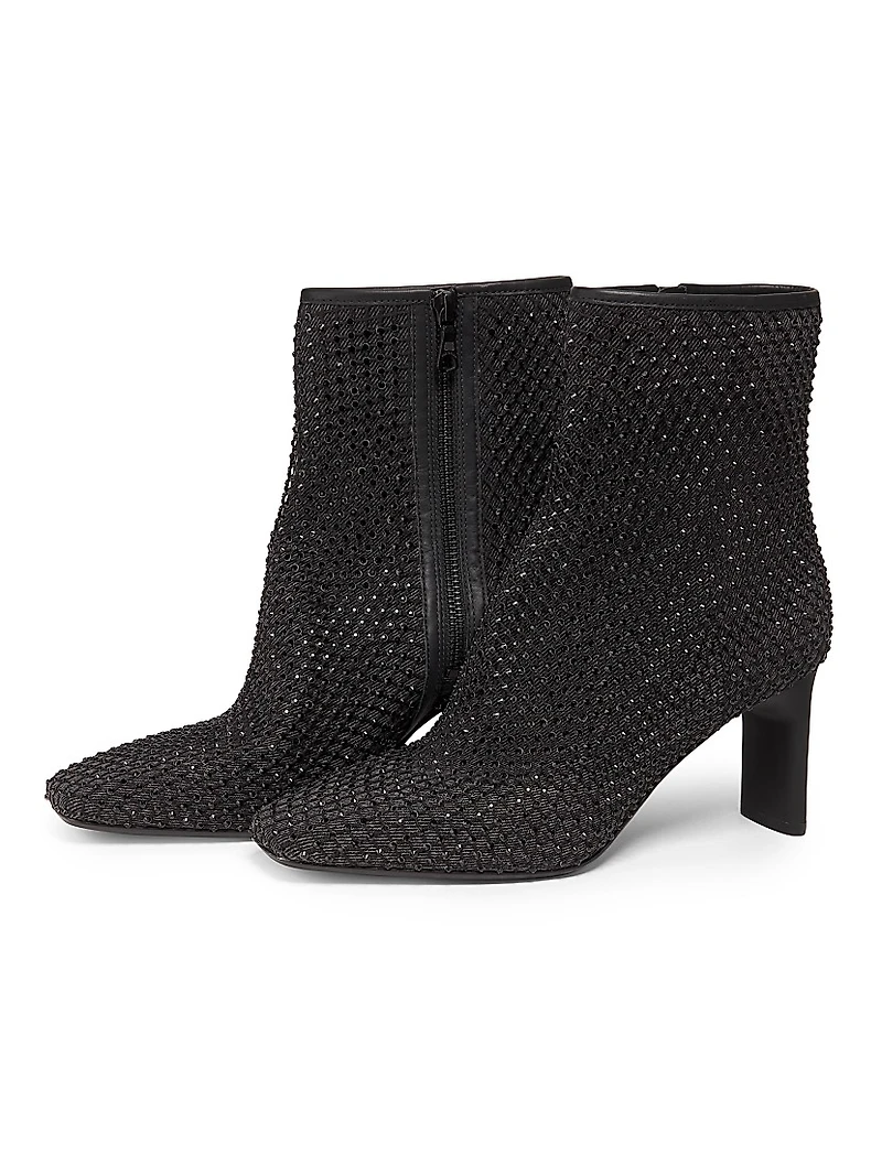 Aja 75MM Diamante Mesh Ankle Boots