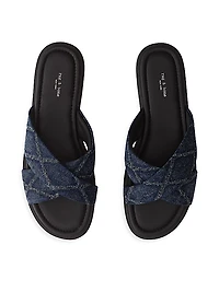 Geo Cross-Strap Denim Sandals