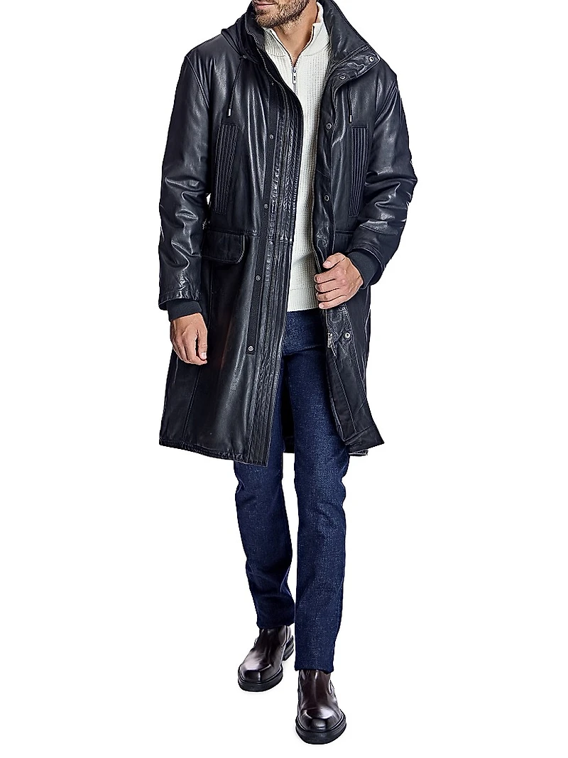 Men's Leather Parka Jackets