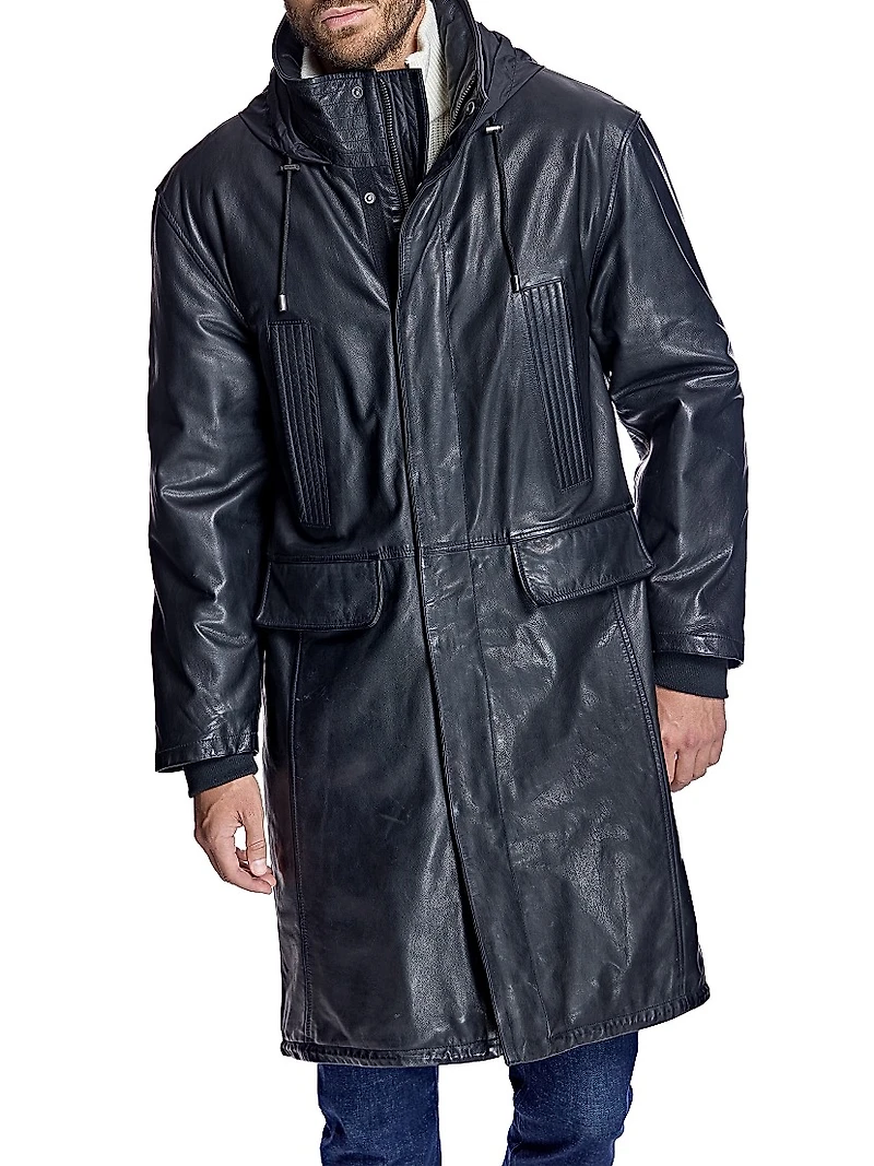 Men's Leather Parka Jackets