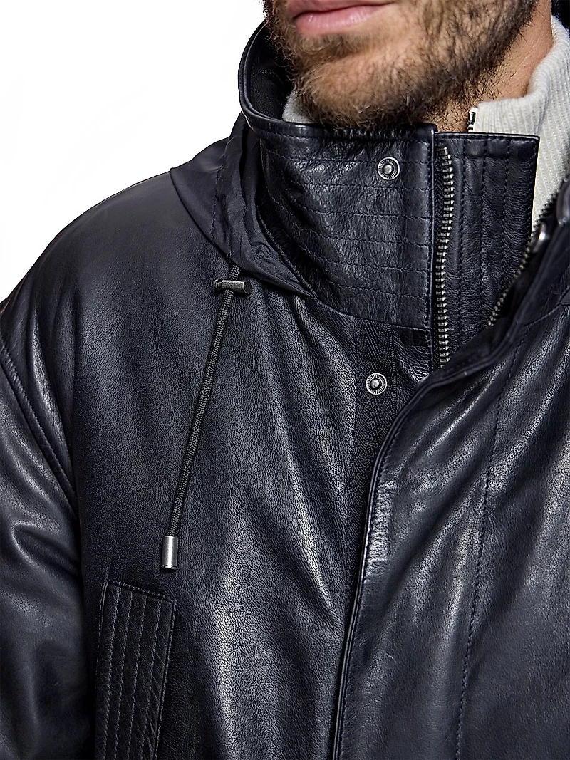 Men's Leather Parka Jackets