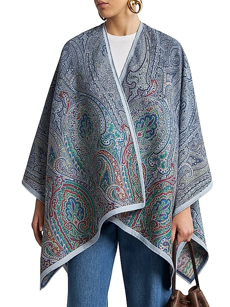 Paisley Wool-Blend Satin Shawl