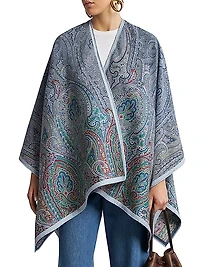 Paisley Wool-Blend Satin Shawl