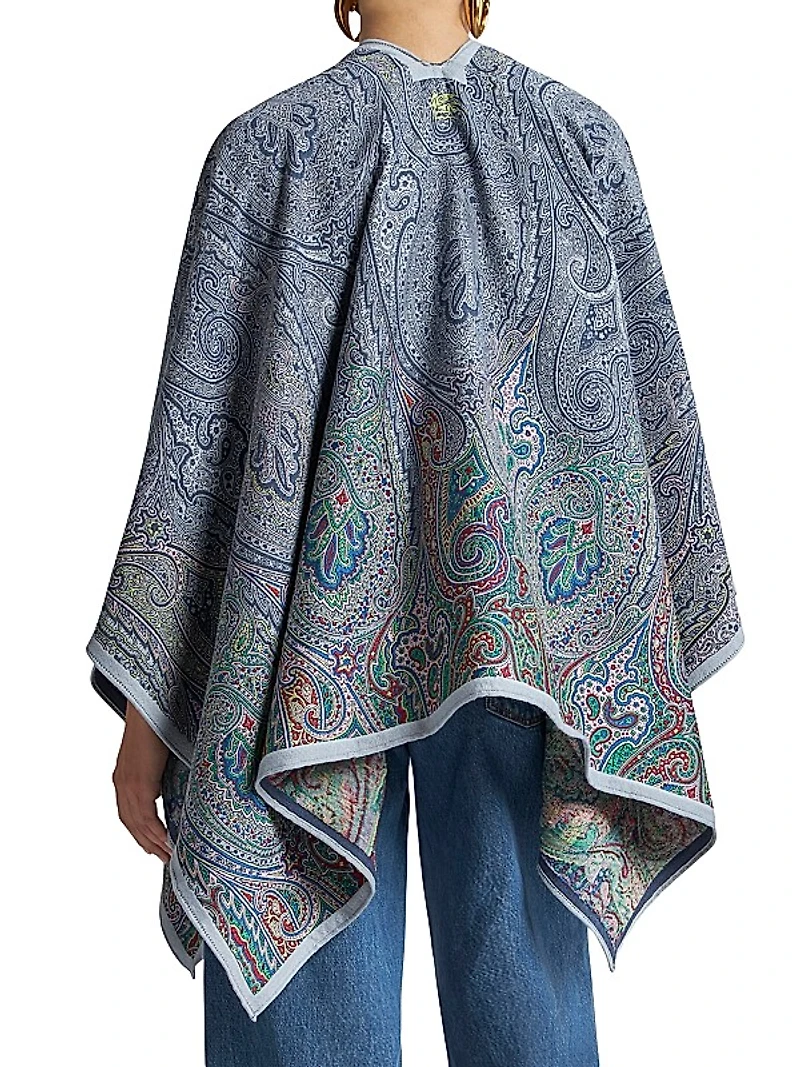 Paisley Wool-Blend Satin Shawl