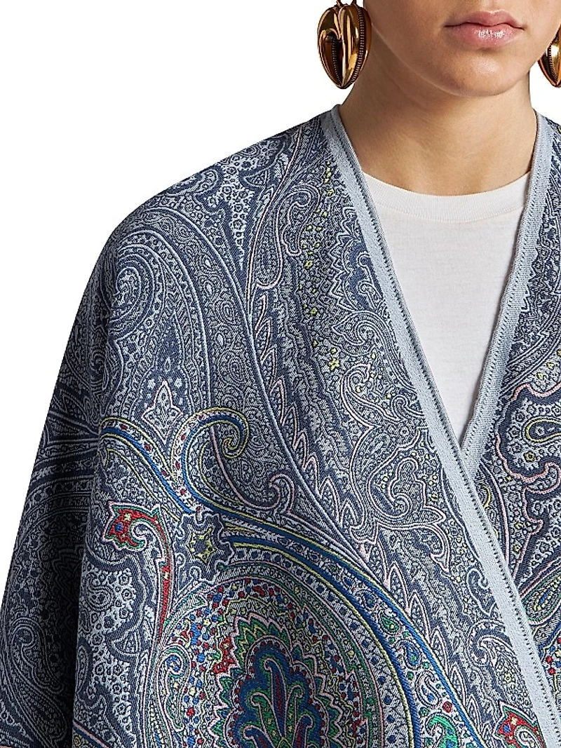 Paisley Wool-Blend Satin Shawl