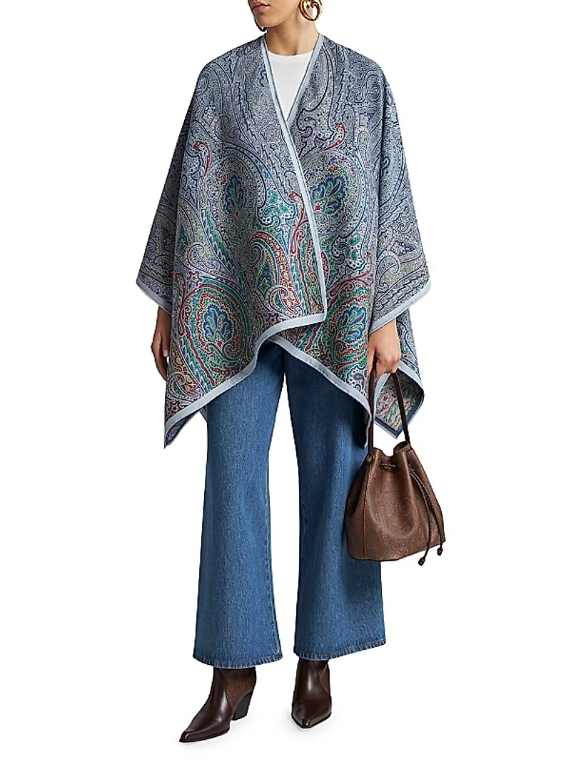 Paisley Wool-Blend Satin Shawl