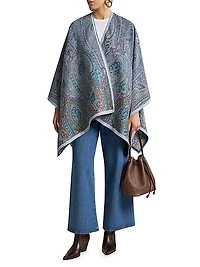 Paisley Wool-Blend Satin Shawl