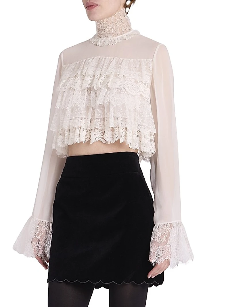 Lace Ruffle Crop Top