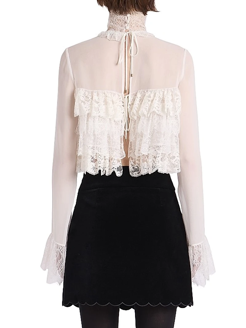 Lace Ruffle Crop Top