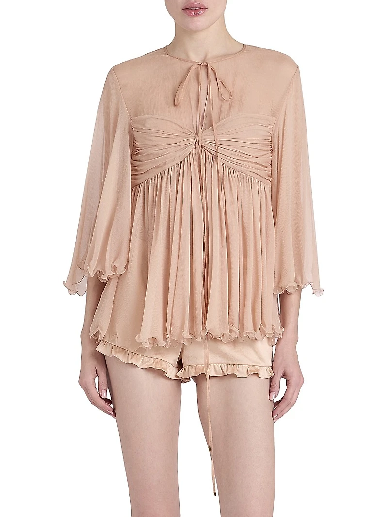 Gathered Silk Georgette Blouse
