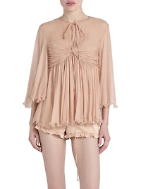 Gathered Silk Georgette Blouse