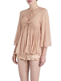 Gathered Silk Georgette Blouse