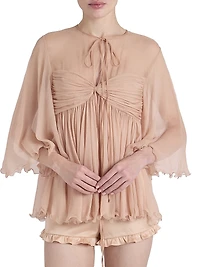 Gathered Silk Georgette Blouse