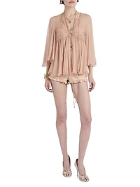 Gathered Silk Georgette Blouse