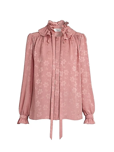 Floral Silk Tie neck Blouse