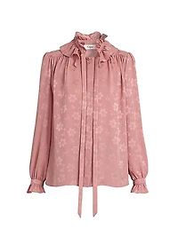 Floral Silk Tie neck Blouse