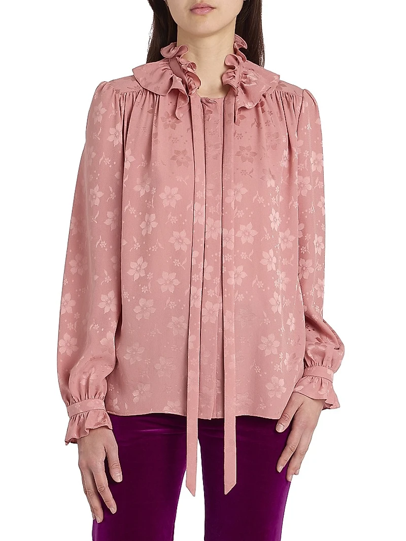 Floral Silk Tie neck Blouse