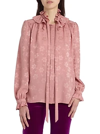 Floral Silk Tie neck Blouse