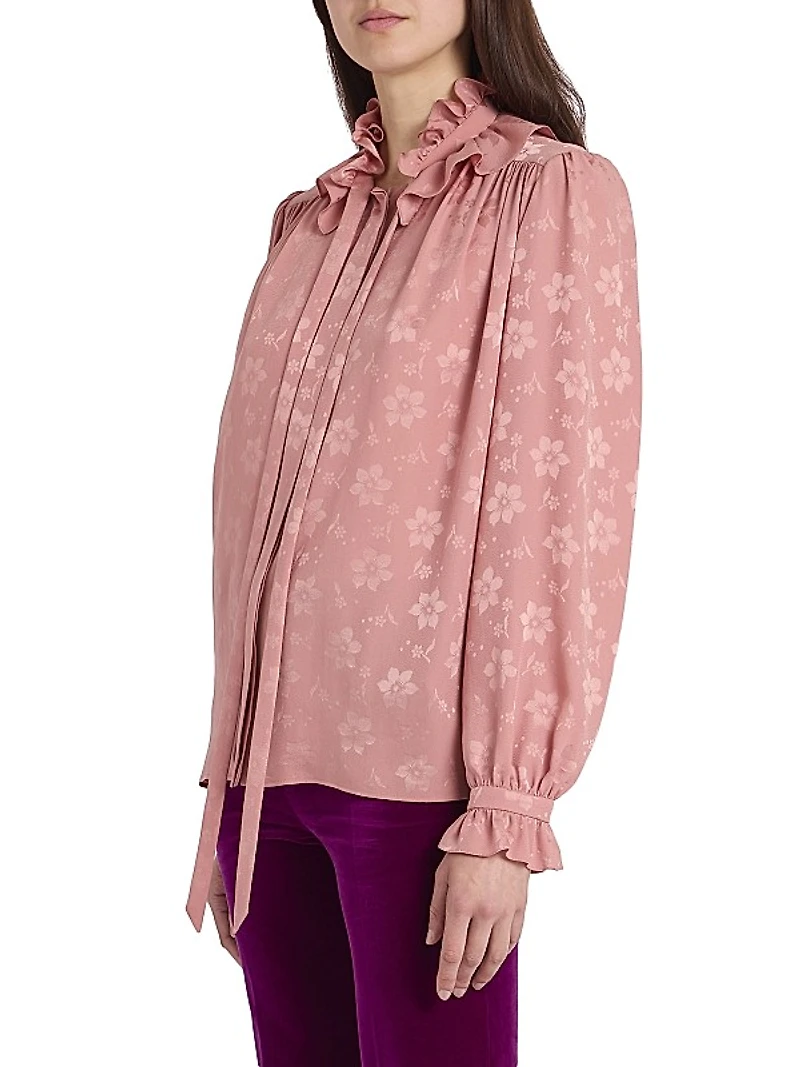 Floral Silk Tie neck Blouse