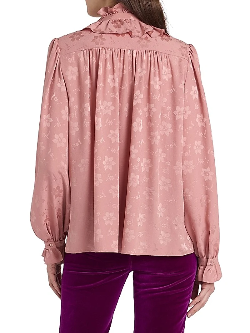 Floral Silk Tie neck Blouse