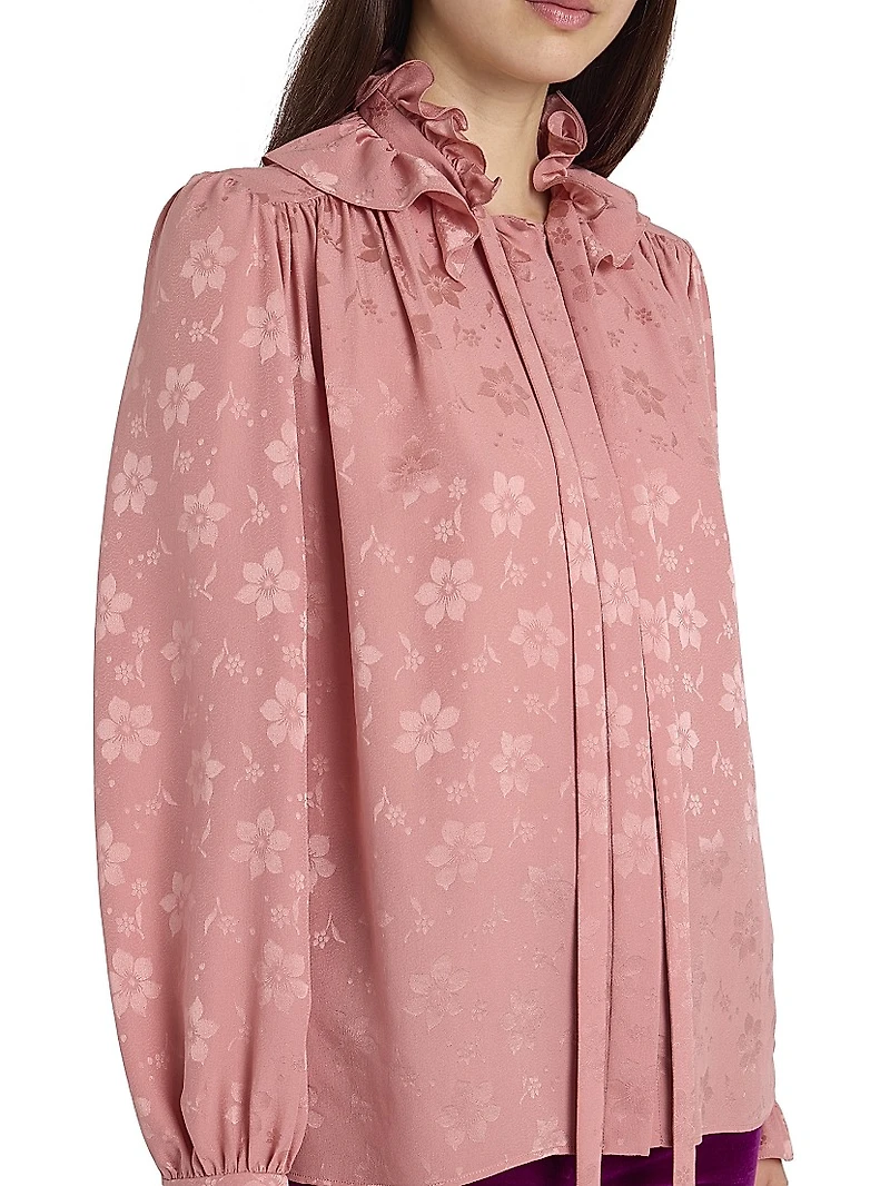 Floral Silk Tie neck Blouse