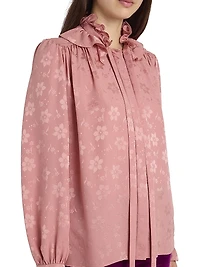 Floral Silk Tie neck Blouse