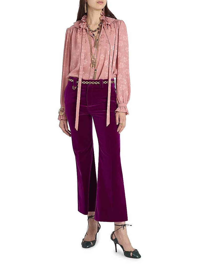 Floral Silk Tie neck Blouse