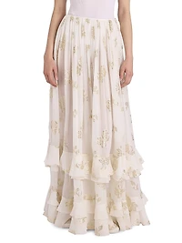 Floral Jacquard Silk-Blend Maxi-Skirt