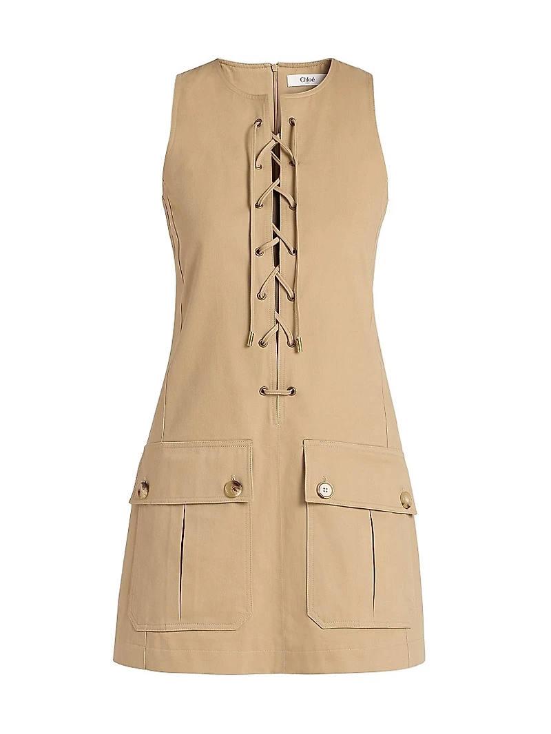 Cotton Lace-Up Minidress