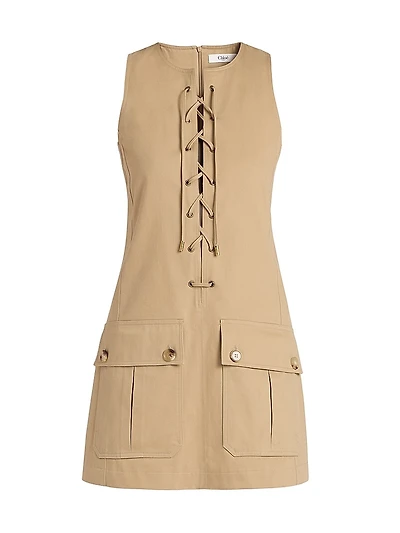 Cotton Lace-Up Minidress