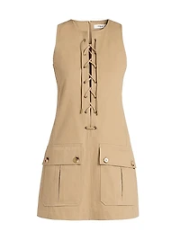 Cotton Lace-Up Minidress