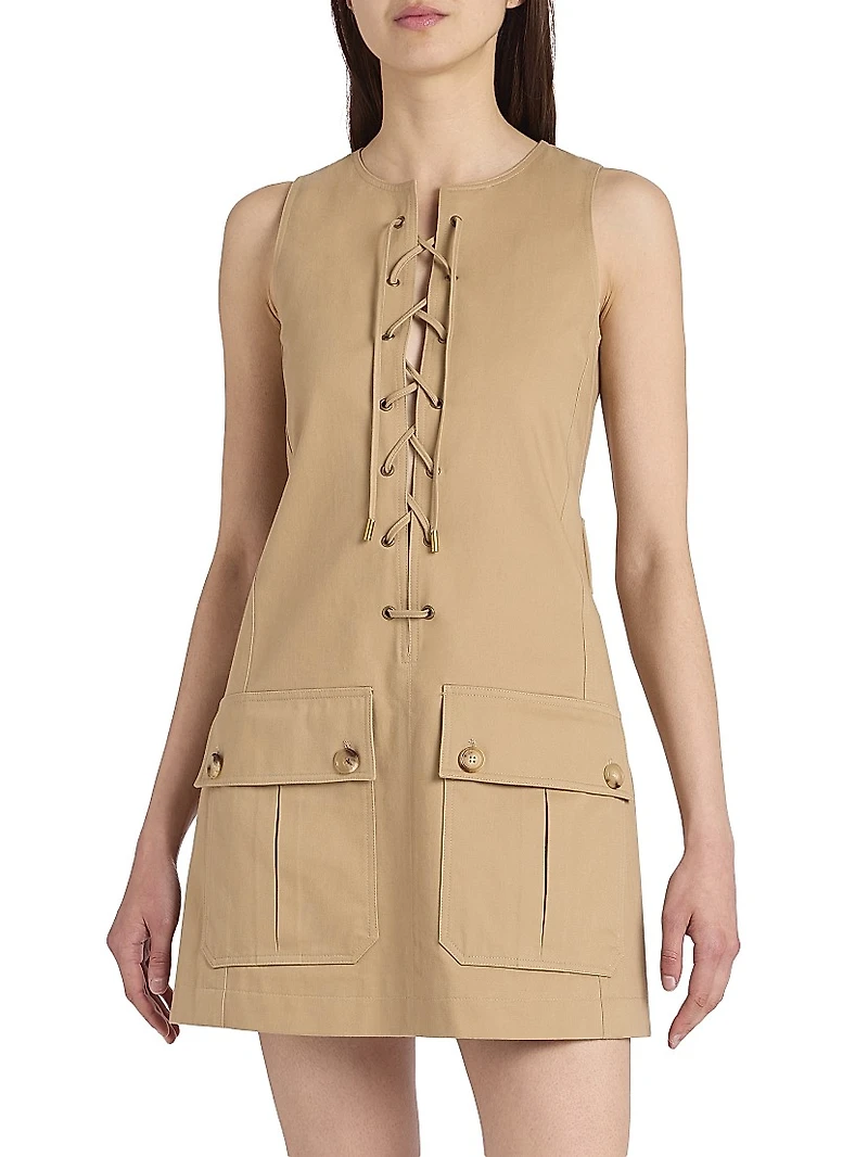 Cotton Lace-Up Minidress