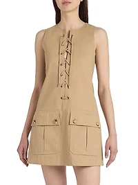 Cotton Lace-Up Minidress