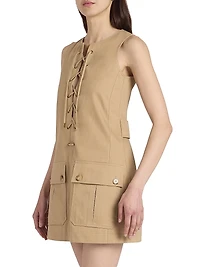 Cotton Lace-Up Minidress
