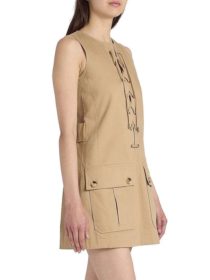 Cotton Lace-Up Minidress