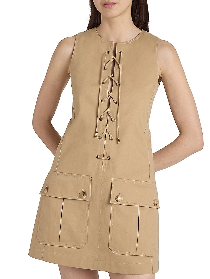 Cotton Lace-Up Minidress