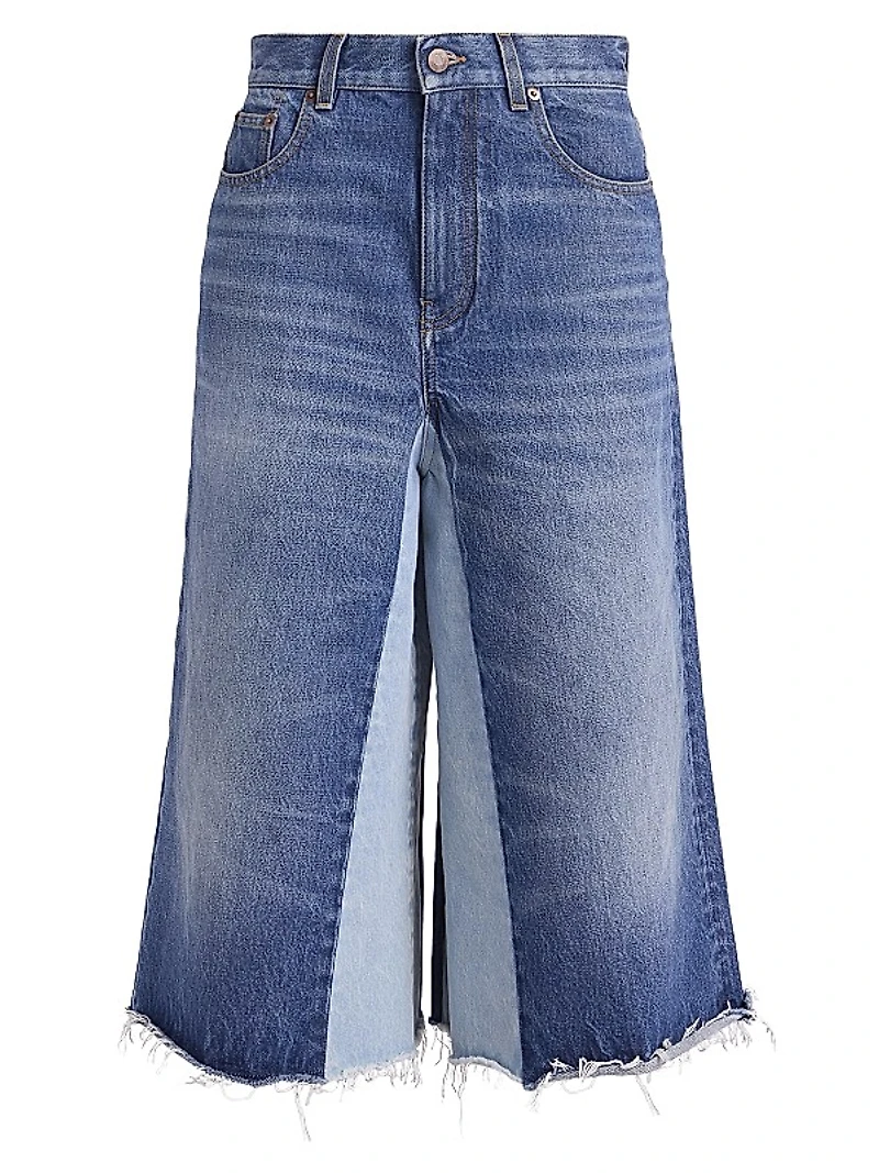 Denim Wide-Leg Culottes