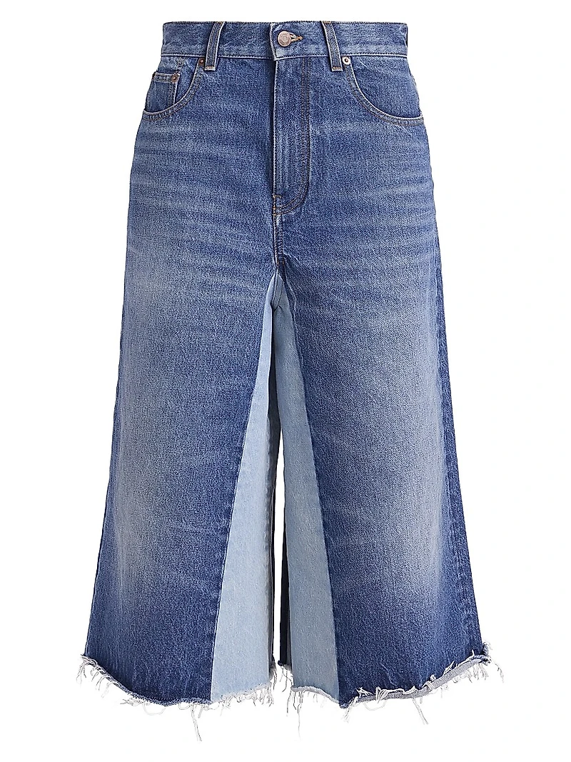 Denim Wide-Leg Culottes