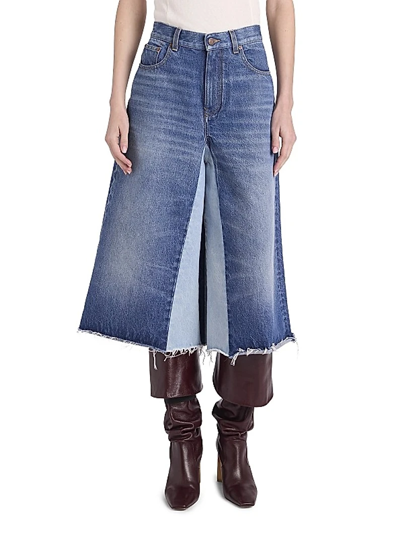 Denim Wide-Leg Culottes